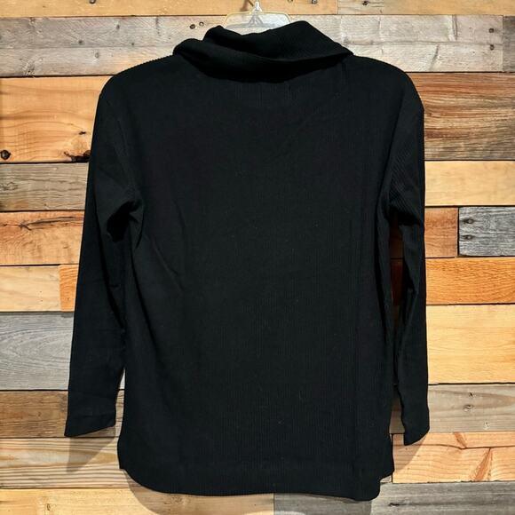 NWT Lou & Grey Brushed Rib Cowl Neck Top Black Size S Minimalist Office Preppy - Picture 11 of 13